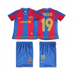 Camiseta de Fútbol FC Barcelona Lionel Messi 19 2007 Retro Niño Casa 2008 Manga Corta