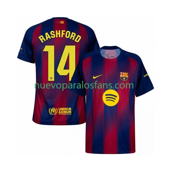 Camiseta de Fútbol FC Barcelona Marcus Rashford 14 Hombre Casa 2025-2026 Manga Corta