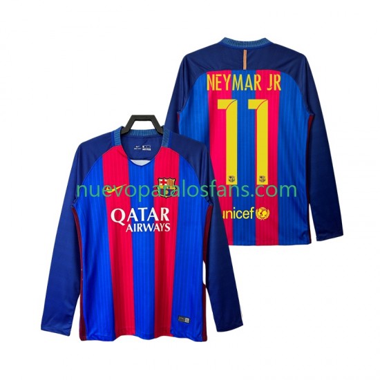 Camiseta de Fútbol FC Barcelona Neymar JR 11 2016 2017 Retro Hombre Casa Manga Larga