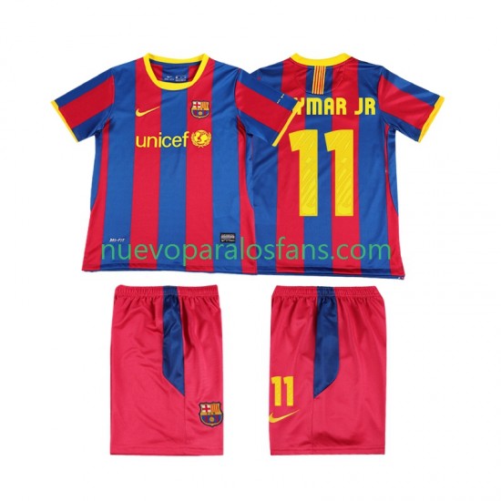 Camiseta de Fútbol FC Barcelona Neymar JR 11 Retro Niño Casa 2011 2010 Manga Corta