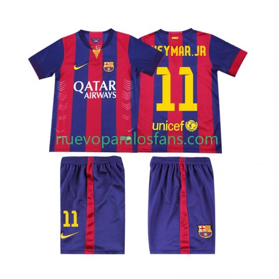 Camiseta de Fútbol FC Barcelona Neymar JR 11 2014 2015 Retro Niño Casa Manga Corta