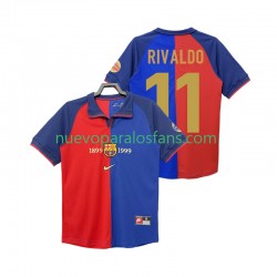 Camiseta de Fútbol FC Barcelona RIVALDO 11 1990 2000 Retro Hombre Casa Manga Corta