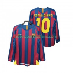 Camiseta de Fútbol FC Barcelona RONALDINHO 10 2005 Retro Hombre Casa 2006 Manga Larga