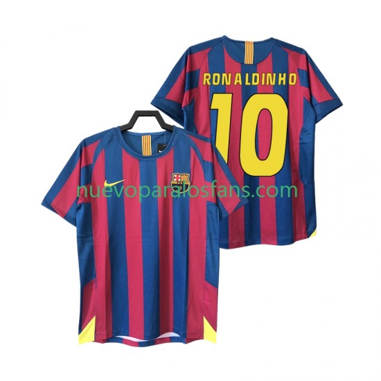 Camiseta de Fútbol FC Barcelona RONALDINHO 10 2005 Retro Hombre Casa 2006 Manga Corta