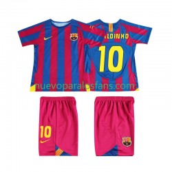 Camiseta de Fútbol FC Barcelona RONALDINHO 10 Champions League 2005 Retro Niño Casa 2006 Manga Corta