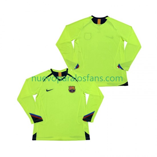 Camiseta de Fútbol FC Barcelona 2005 Retro Hombre Exterior 2006 Manga Larga
