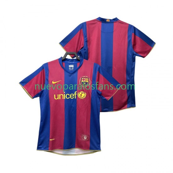 Camiseta de Fútbol FC Barcelona 2007 Retro Hombre Casa 2008 Manga Corta