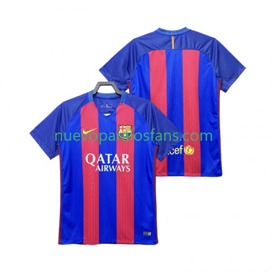 Camiseta de Fútbol FC Barcelona 2016 2017 Retro Hombre Casa Manga Corta