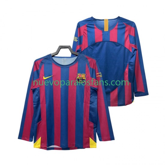 Camiseta de Fútbol FC Barcelona Champions League 2005 Retro Hombre Casa 2006 Manga Larga