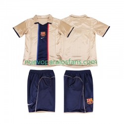 Camiseta de Fútbol FC Barcelona 2001 Retro Niño Exterior 2002 Manga Corta