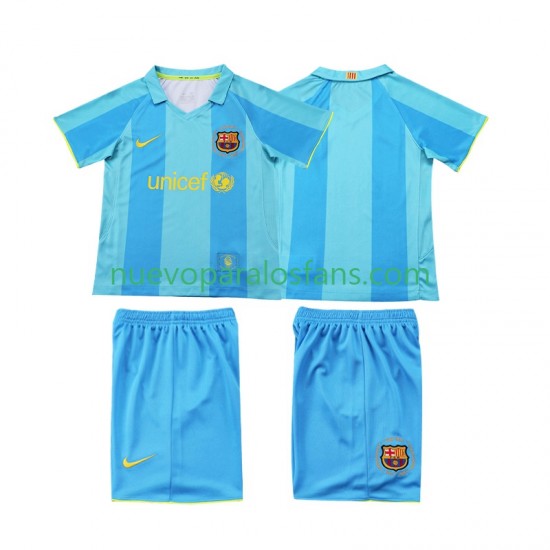 Camiseta de Fútbol FC Barcelona 2007 Retro Niño Exterior 2008 Manga Corta