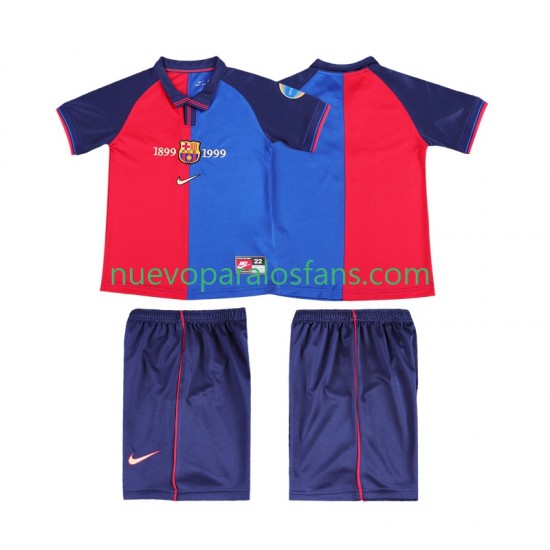 Camiseta de Fútbol FC Barcelona 2000 Retro Niño Casa 1999 Manga Corta
