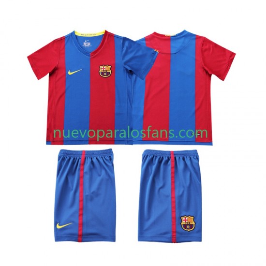 Camiseta de Fútbol FC Barcelona 2007 Retro Niño Casa 2006 Manga Corta