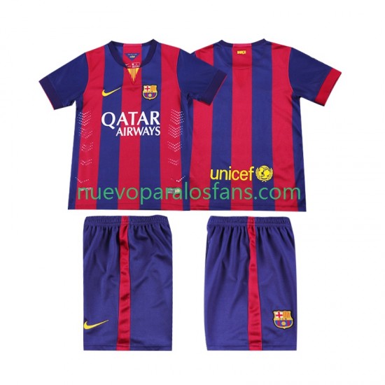 Camiseta de Fútbol FC Barcelona 2014 2015 Retro Niño Casa Manga Corta