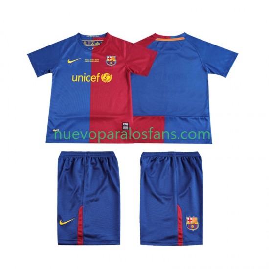 Camiseta de Fútbol FC Barcelona Champions League 2009 Retro Niño Casa 2008 Manga Corta