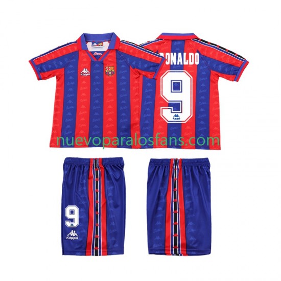 Camiseta de Fútbol FC Barcelona Ronaldo 1996 1997 Retro Niño Casa Manga Corta