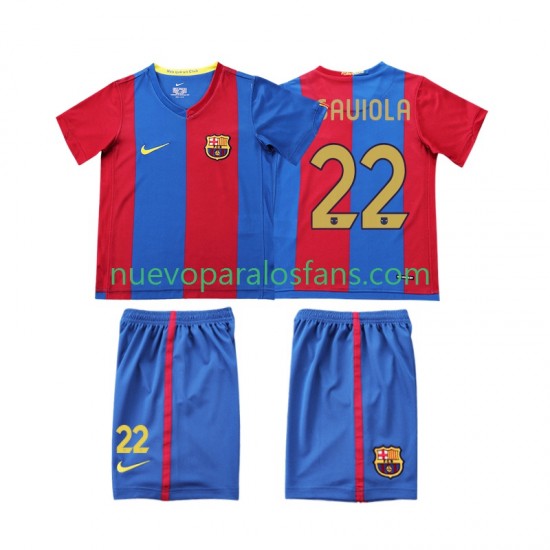 Camiseta de Fútbol FC Barcelona SAUIOLA 22 2007 Retro Niño Casa 2006 Manga Corta