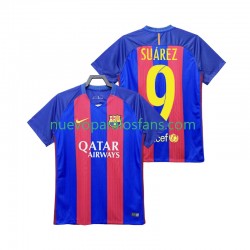 Camiseta de Fútbol FC Barcelona Suárez 9 2016 2017 Retro Hombre Casa Manga Corta