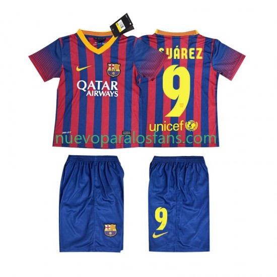 Camiseta de Fútbol FC Barcelona SUARZE 9 2013 2014 Retro Niño Casa Manga Corta