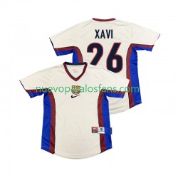 Camiseta de Fútbol FC Barcelona XAVI 26 Retro Hombre Exterior 1998 1999 Manga Corta