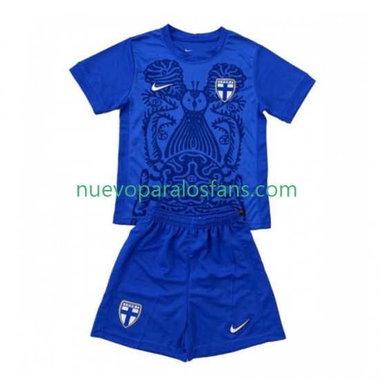Camiseta de Fútbol Finlandia Niño Exterior 2025 Manga Corta