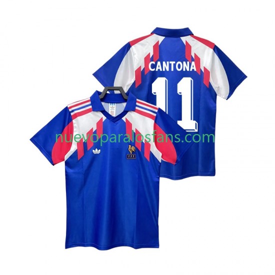 Camiseta de Fútbol Francia CANTONA 11 1990 Retro Hombre Casa Manga Corta