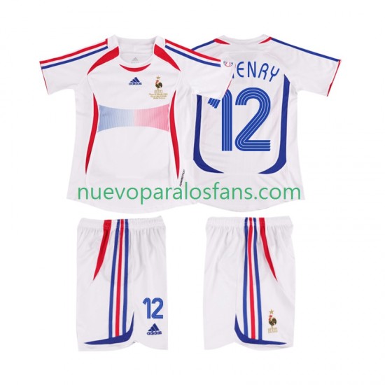 Camiseta de Fútbol Francia Henry 12 Retro Niño Exterior 2006 Manga Corta