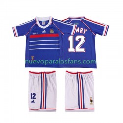 Camiseta de Fútbol Francia Henry 12 Retro Niño Casa 1998 Manga Corta