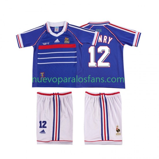 Camiseta de Fútbol Francia Henry 12 Retro Niño Casa 1998 Manga Corta