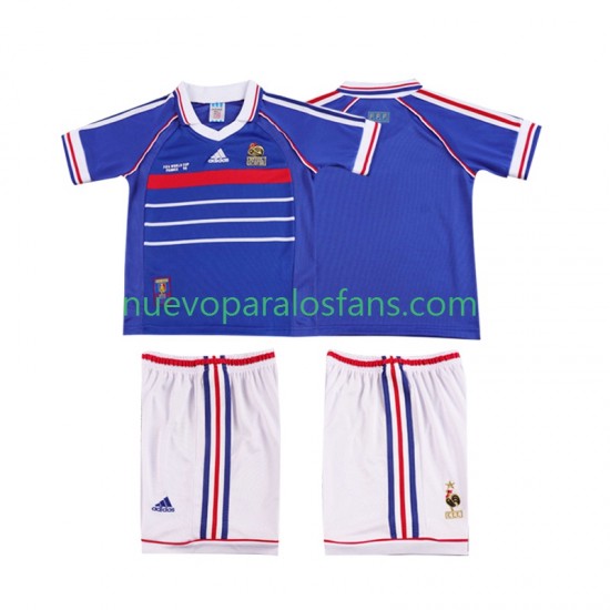 Camiseta de Fútbol Francia Retro Niño Casa 1998 Manga Corta