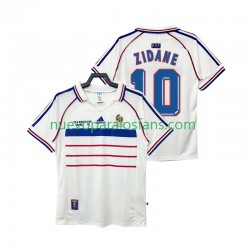 Camiseta de Fútbol Francia ZIDANE 10 Retro Hombre Exterior 1998 Manga Corta