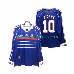 Camiseta de Fútbol Francia ZIDANE 10 Retro Hombre Casa 1998 Manga Larga