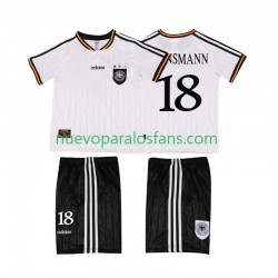 Camiseta de Fútbol Alemania KLINSMANN 18 1996 Retro Niño Casa Manga Corta