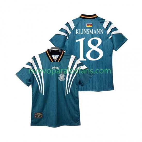 Camiseta de Fútbol Alemania KLINSMANN 18 1996 Retro Hombre Exterior Manga Corta