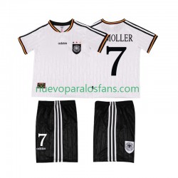 Camiseta de Fútbol Alemania Moller 7 1996 Retro Niño Casa Manga Corta