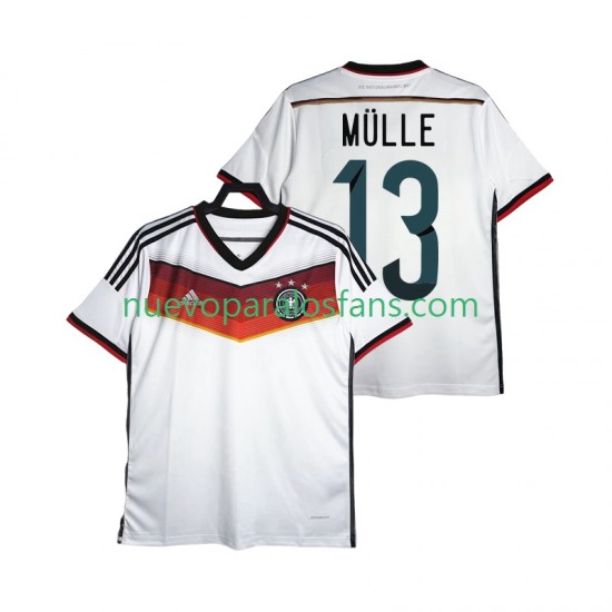 Camiseta de Fútbol Alemania MULLER 13 2014 Retro Hombre Casa Manga Corta