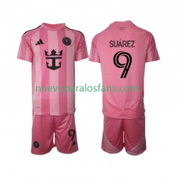Camiseta de Fútbol Inter Miami Suárez Luis 9 Niño Casa 2025 Manga Corta