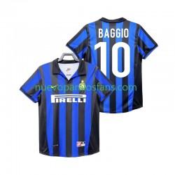 Camiseta de Fútbol Inter Milan BAGGIO 10 Retro Hombre Casa 1998 1999 Manga Corta