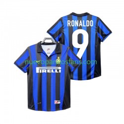 Camiseta de Fútbol Inter Milan Roanldo 9 Retro Hombre Casa 1998 1999 Manga Corta