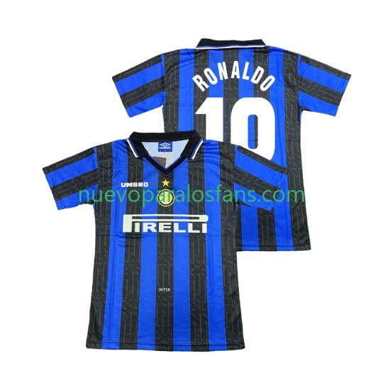 Camiseta de Fútbol Inter Milan Ronaldo 10 1997 Retro Hombre Casa 1998 Manga Corta
