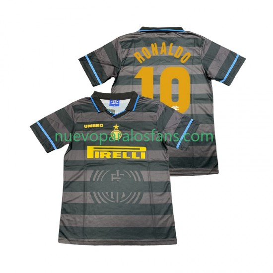 Camiseta de Fútbol Inter Milan Ronaldo 10 1997 Retro Hombre Tercera 1998 Manga Corta