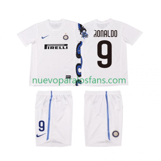 Camiseta de Fútbol Inter Milan Ronaldo 9 Retro Niño Exterior 2011 2010 Manga Corta