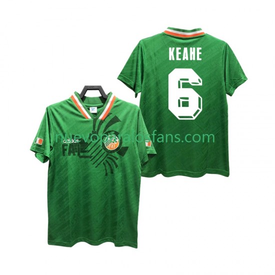 Camiseta de Fútbol Irlanda KEAHE 6 Retro Hombre Casa 1994 Manga Corta