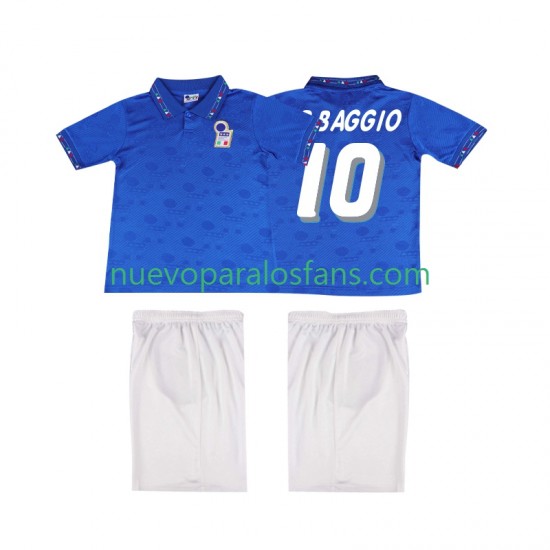Camiseta de Fútbol Italia Roberto Baggio 10 Retro Niño Casa 1994 Manga Corta