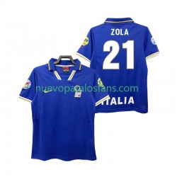 Camiseta de Fútbol Italia ZOLA 21 1996 Retro Hombre Casa Manga Corta