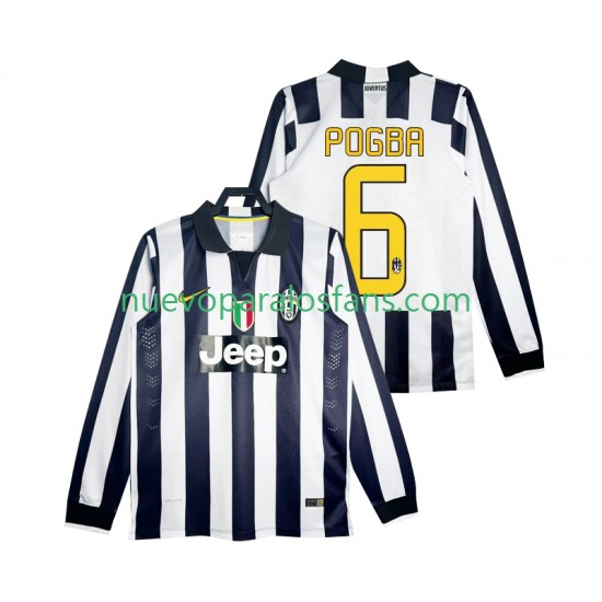 Camiseta de Fútbol Juventus Pogba 6 2014 2015 Retro Hombre Casa Manga Larga