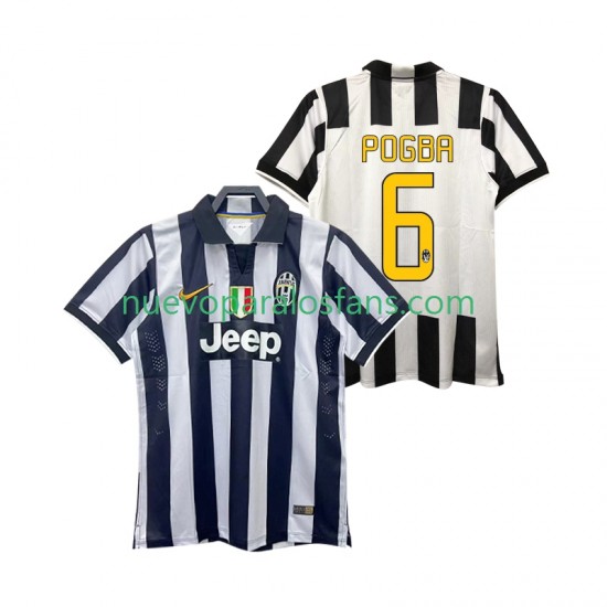 Camiseta de Fútbol Juventus Pogba 6 2014 2015 Retro Hombre Casa Manga Corta