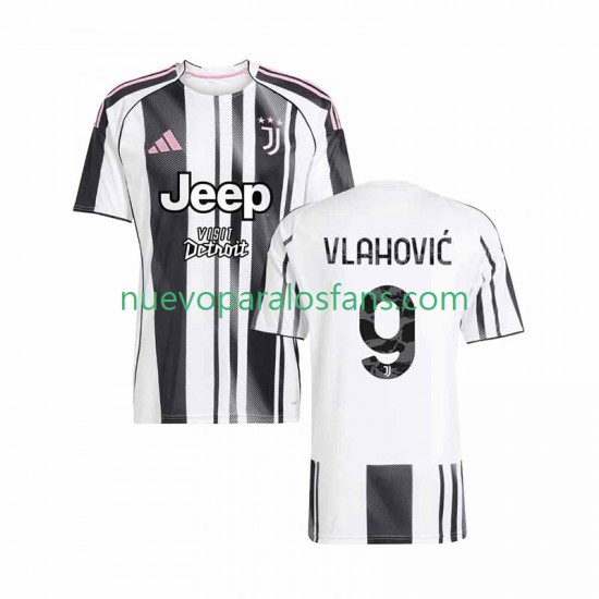 Camiseta de Fútbol Juventus Vlahovic 9 Hombre Casa 2025-2026 Manga Corta