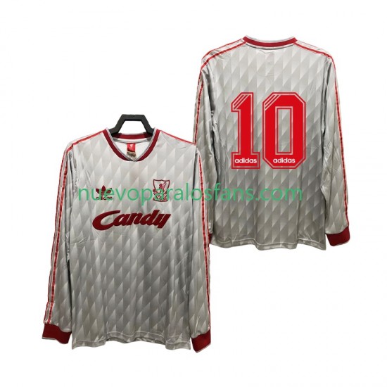 Camiseta de Fútbol Liverpool 10 1989 1991 Retro Hombre Exterior Manga Larga