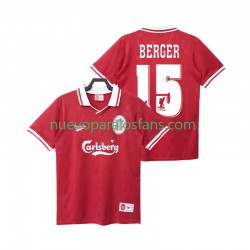 Camiseta de Fútbol Liverpool BERGER 15 1996 Retro Hombre Casa 1998 Manga Corta